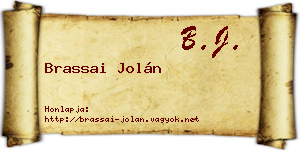 Brassai Jolán névjegykártya